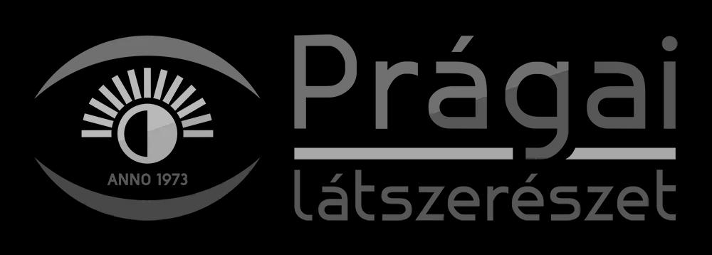 Prágai Látszerász sötét logója Prágai Látszerász sötét logója